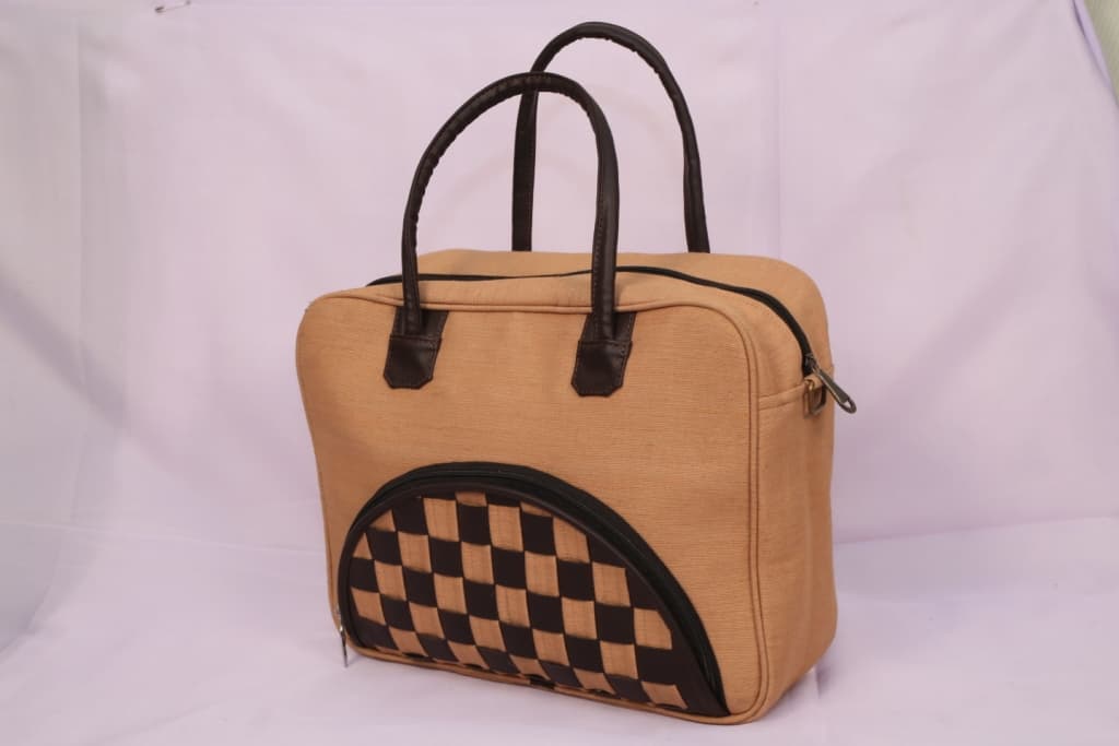 Jute Checkered Classic Handbag — jute manufacturer Bangladesh, Farook Jute Mills (JDP-015)